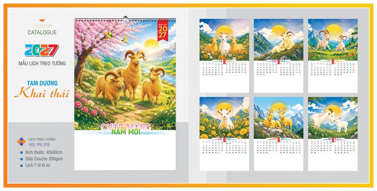 Lịch 7 Tờ Lò Xo TPNLX09 Quà Tết Gia Đình Sum Vầy Ý Nghĩa