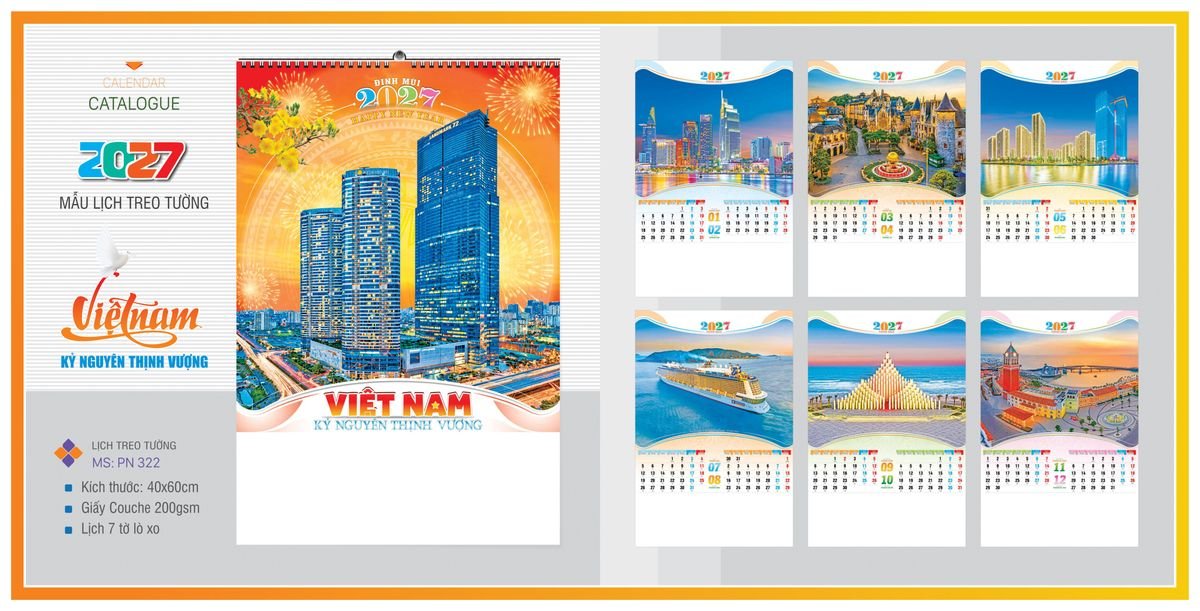 Lịch 7 Tờ Lò Xo Tân Phương Nam TPNLX12 Quà Tết Gia Đình Sum Vầy Ý Nghĩa