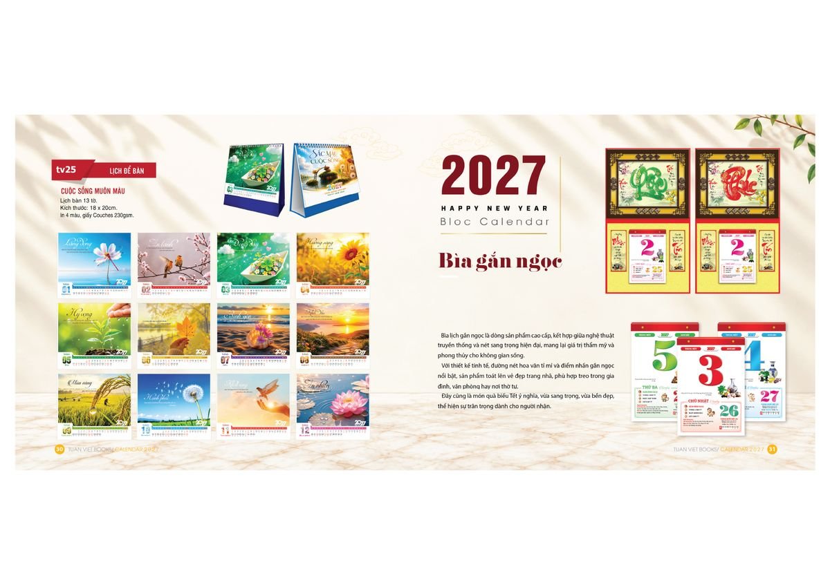 Lịch Bìa Treo Gắn Bloc 2027 TV16 Quà Tết Gia Đình Sum Vầy Ý Nghĩa